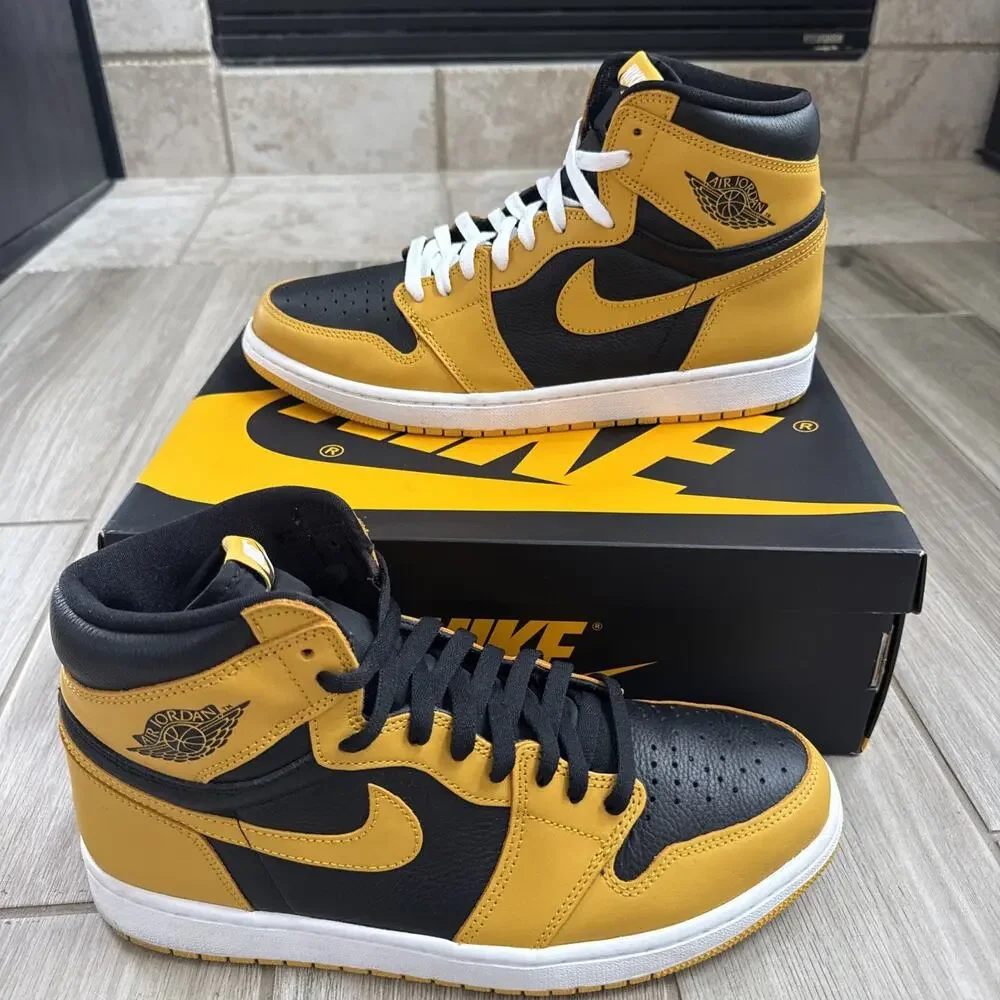 Size 12 - Jordan 1 Retro OG High Pollen Nike Air Black Yellow Rare OG Box